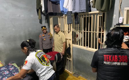 ‎Perkuat Sinergitas, Kanwil Ditjenpas Lampung Gandeng Polres Lampung Utara Sidak Lapas Kelas IIA Kotabumi